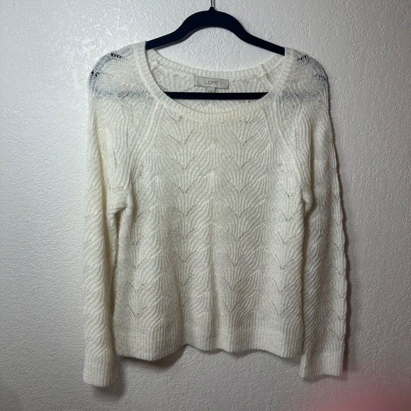 LOFT White Textured Knit Sweater – Size M - Picture 2 of 4